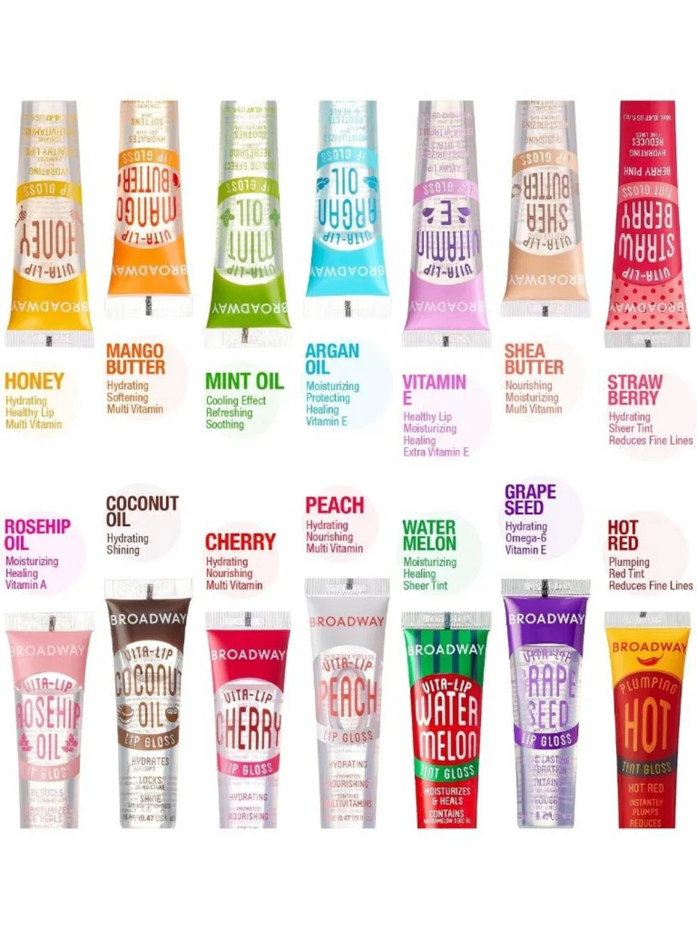 Ultra-Hydrating Lip Gloss Set - 48 Pack, Vitamin E & Multi-Vitamin Oils